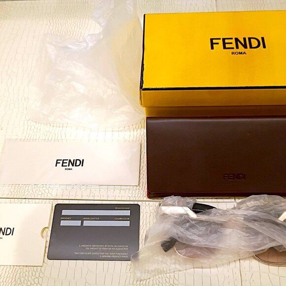 New FENDI Waves FF0241S Black Peach Stripe Pink Gradient Sunglasses Cat Eye - Picture 9 of 16